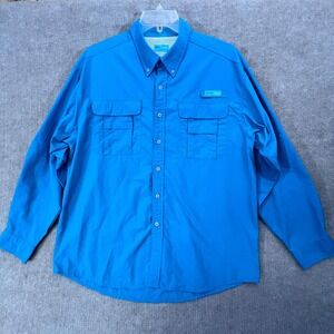 Tuna Fishing Shirt Mens‎ XL Long Sleeve Button Up Blue Vented Outdoor